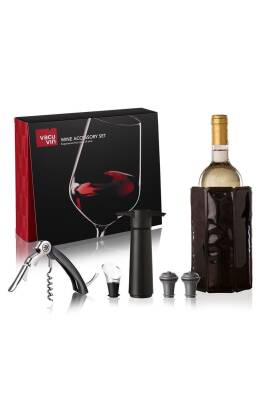 Vacu Vin 68897606 Şarap Aksesuar Seti Tirbüşon Soğutucu Servis Vakum Set Stoper Kutulu