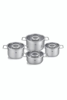 Fissler Pure Collection 8 Parça Cam Kapak Çelik Tencere Seti