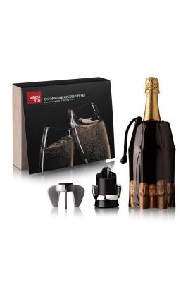 Vacu Vin 38899606 Şampanya Aksesuar Seti Şampanya Açacağı Soğutucu Servis  Stopper Kutulu