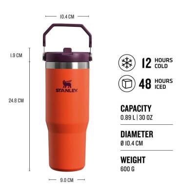 Stanley The IceFlow Flip Straw Turuncu Pipetli Termos Bardak 0.89 LT