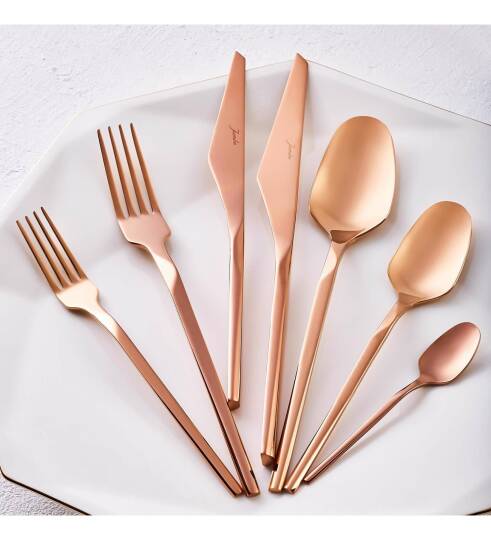 Jumbo 500.01.01.6705 5100 Quartz Titanyum Bronz Çatal Kaşık Bıçak SET 84 Parça 12 Kişilik